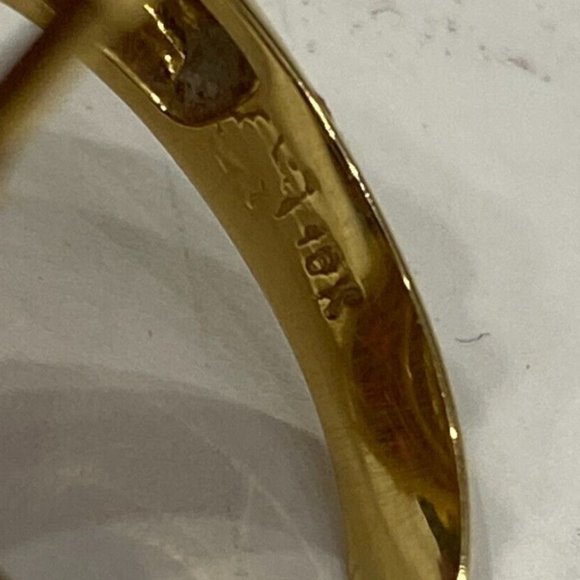 10k VINTAGE ORIGINAL ART DECO 18K GOLD NATURAL DIAMOND AND RUBY RING Size 7 - Picture 8 of 15